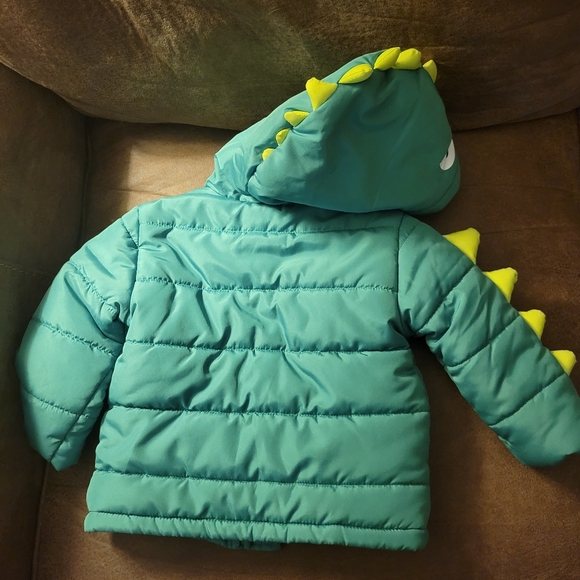Little Me Boys Dinosaur Quilted Jacket Hooded Fleece Lined, 12M - Picture 4 of 9